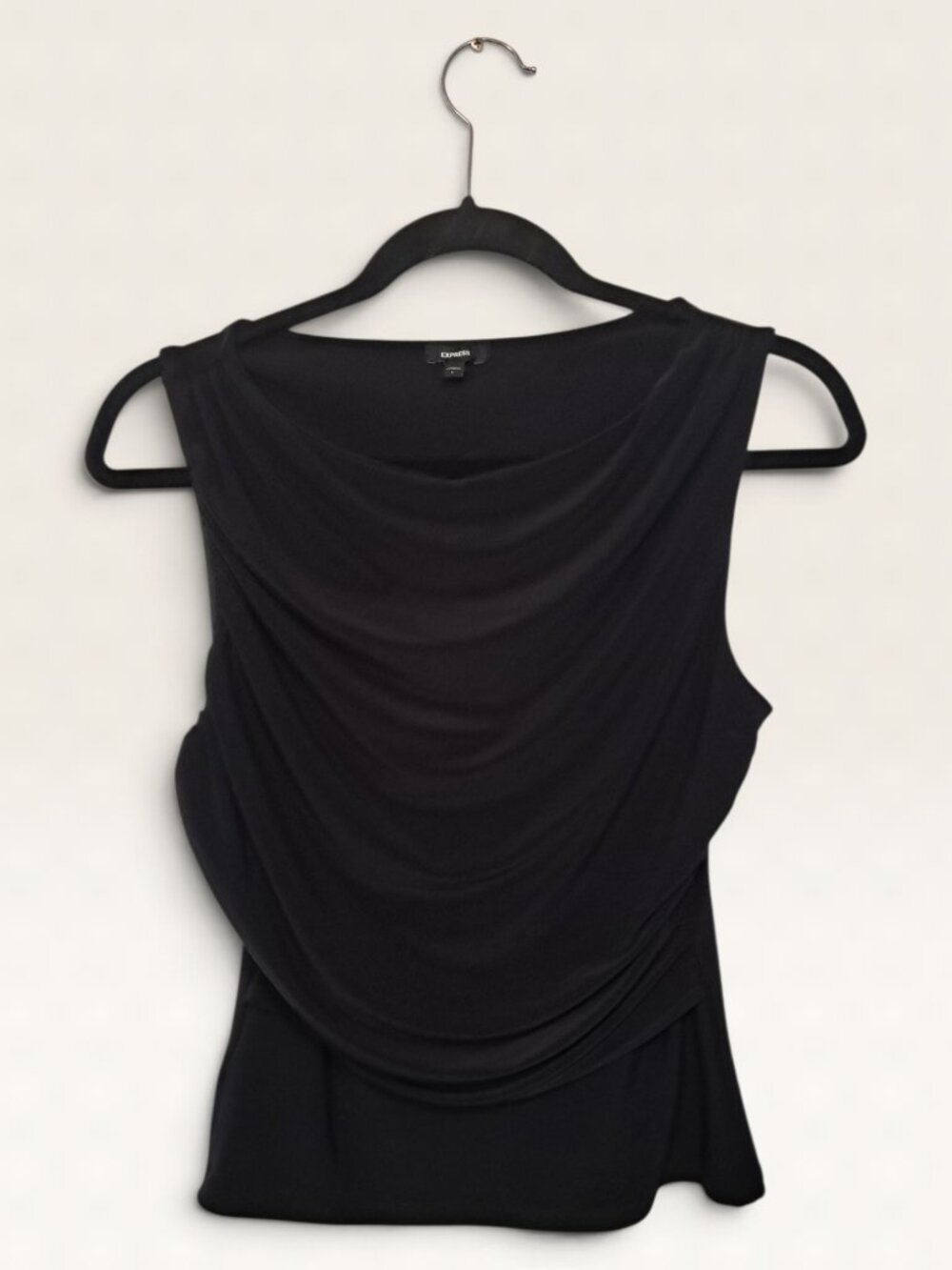 Express Size Small Black Sleeveless Cowl Neck Drape Front Tank Top Blouse